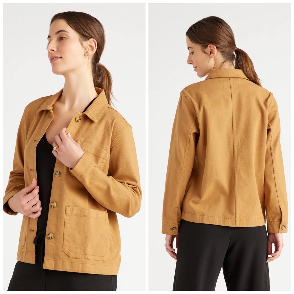 NWT Quince Organic Comfort Stretch Chore Jacket Tobacco